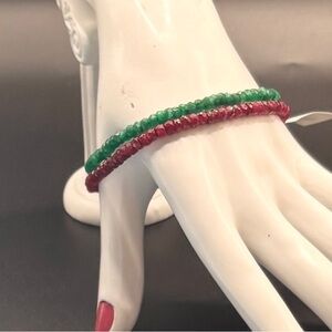Two bracelets one is Emerald, one is Ruby,both are around 7 inches